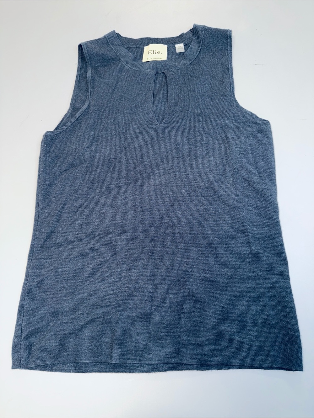 Elie Tahari Dark Charcoal Sleeveless Keyhole Knit Top